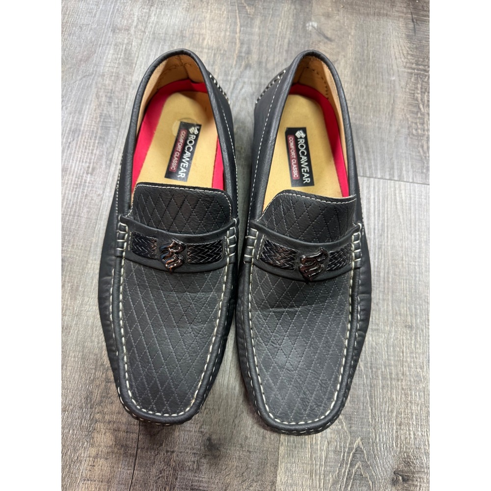 Rocawear Laker Mens Black Quilted Faux Leather Driving Loafers Shoes Size 9.5